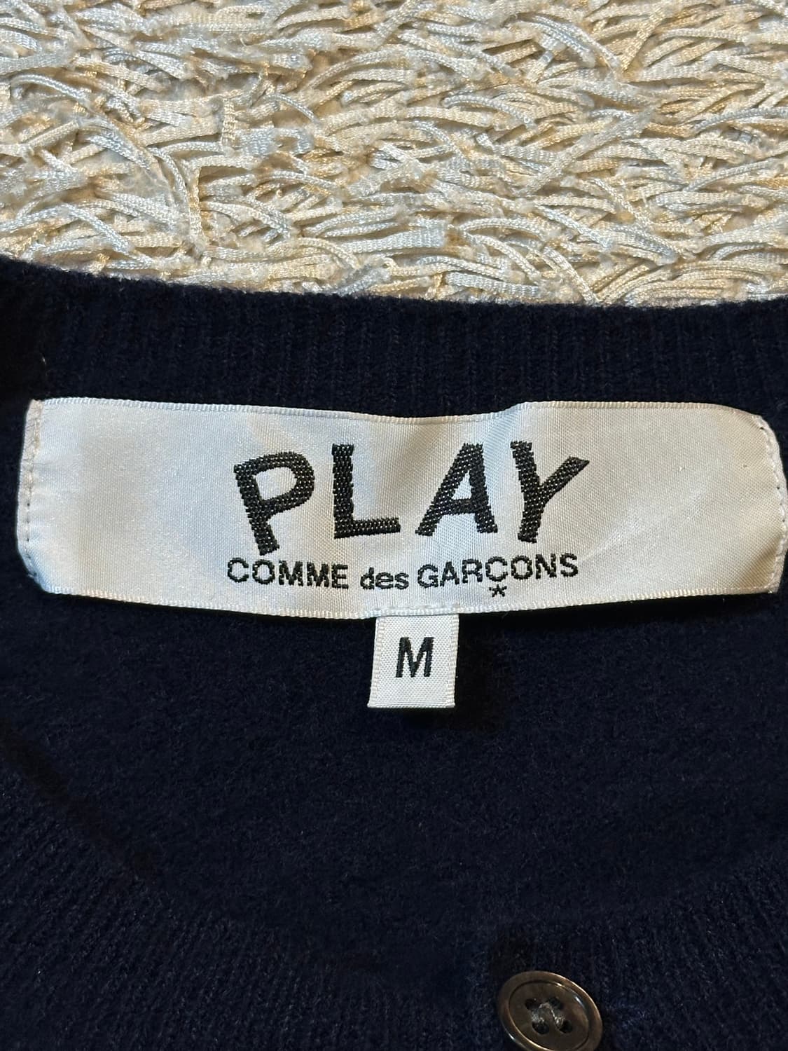 꼼데가르송 레드 하트와펜 울 가디건 네이비 상품이미지4