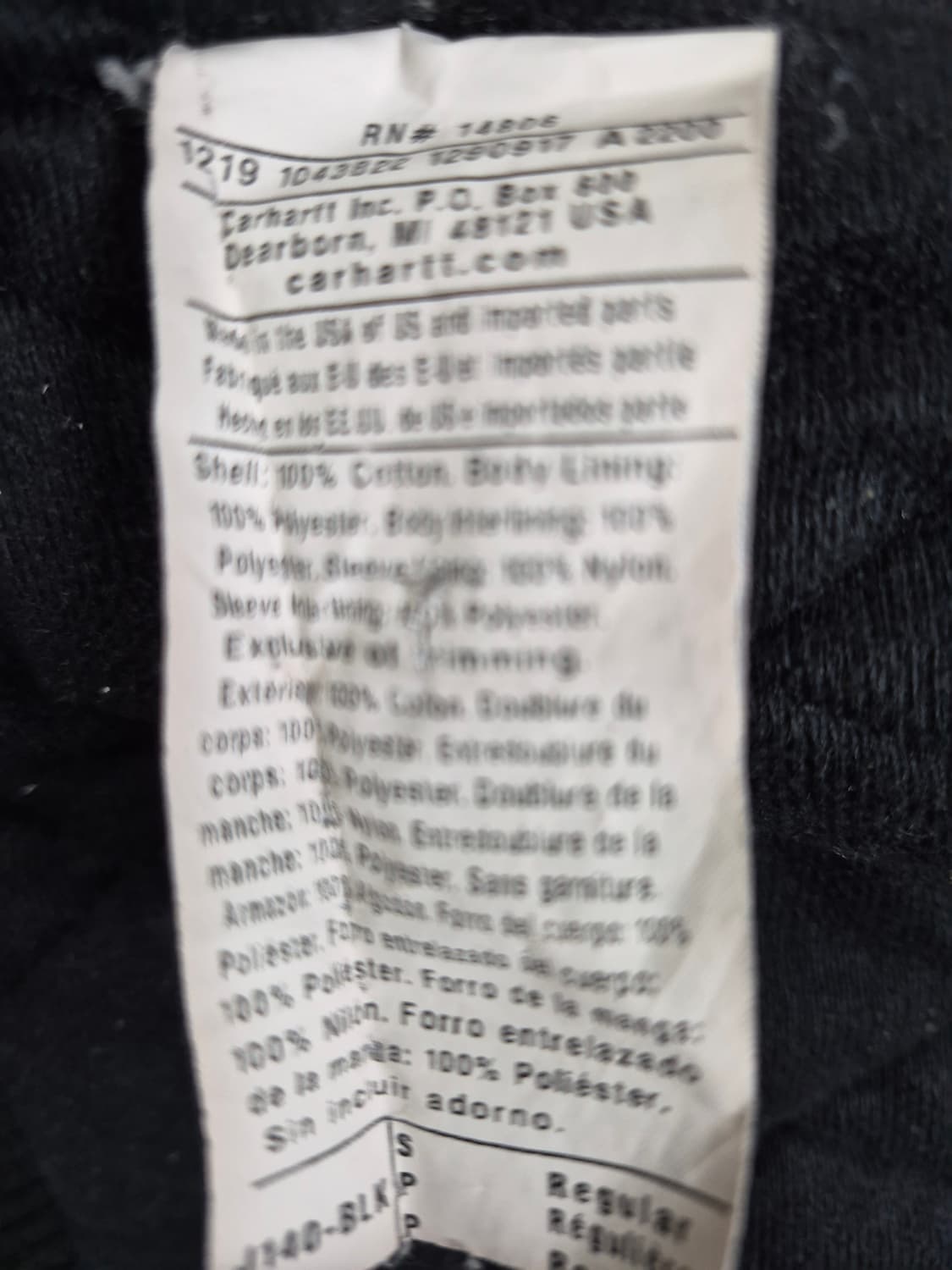 칼하트 후드 워크 자켓 j140 블랙 S 100 상품이미지5