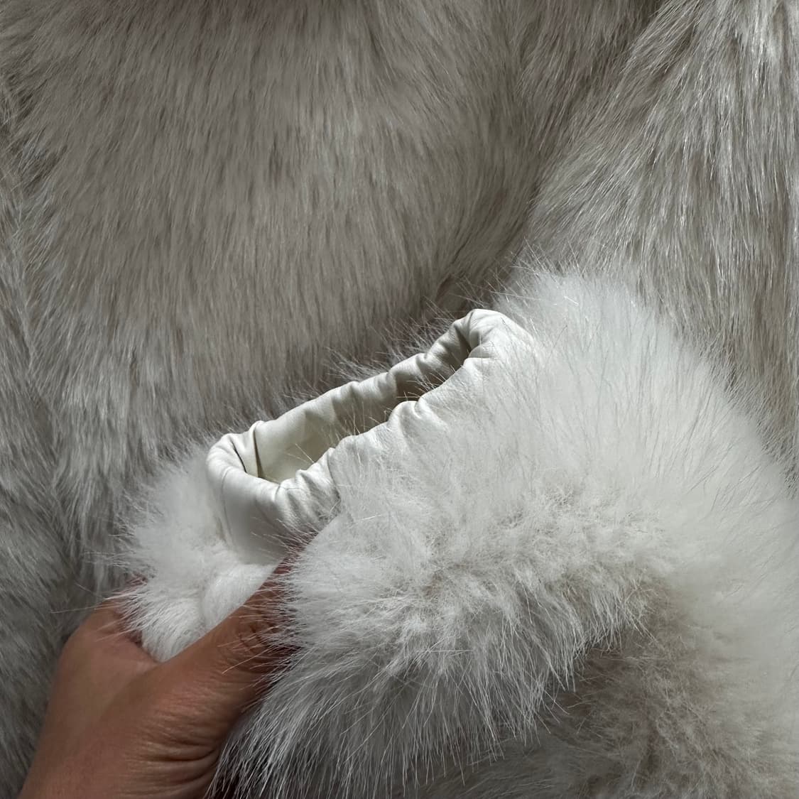 화이트 집업 페이크 크롭 퍼자켓M-L 상품이미지5