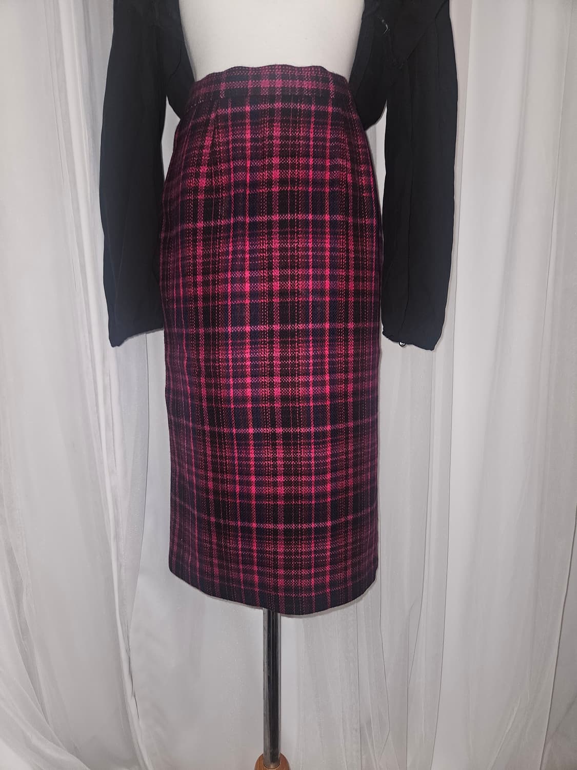 Leporte 빈티지 핑크 체크패턴 스트레이트 스커트 상품이미지2