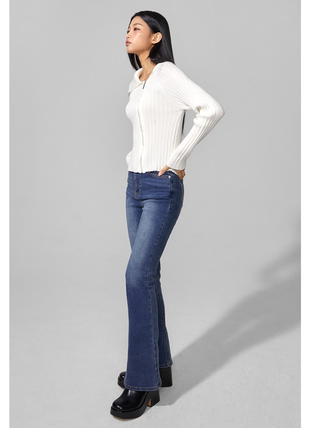 택있는새옷)미쏘 집업니트&가디건 블랙m 상품이미지5