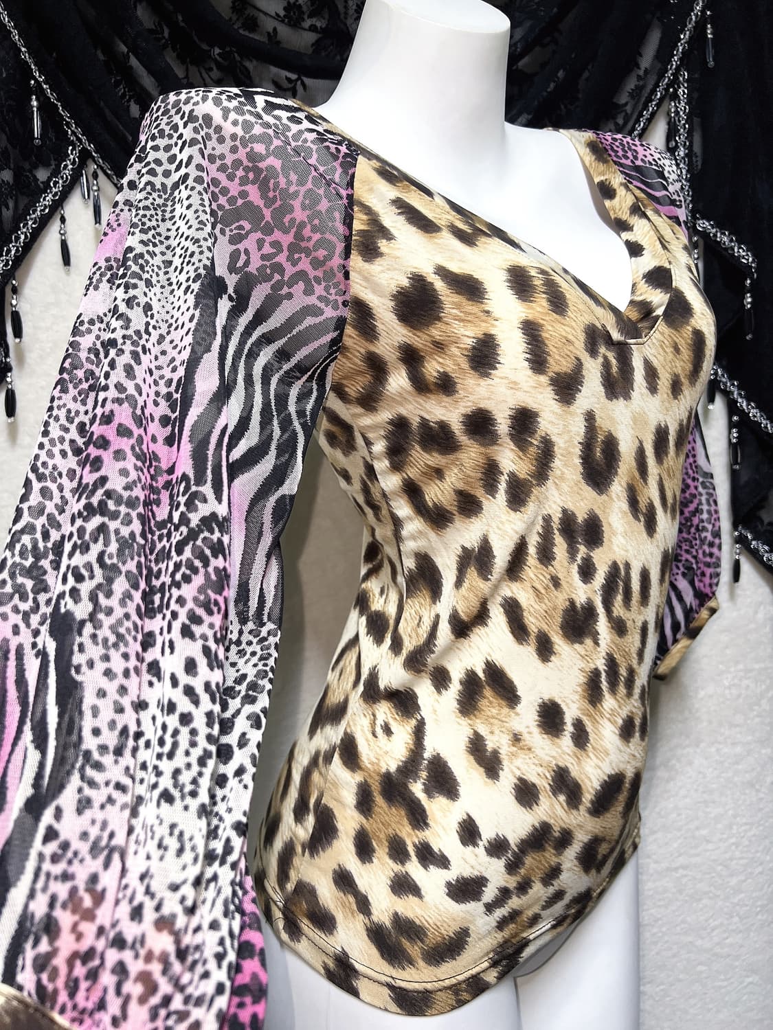 오네갸루 히메 펑크 레오파드 호피 지브라 애니멀 블라우스탑 섹시 시부야 상품이미지2