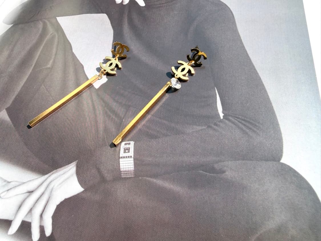샤넬 레이어드 드롭 이어링 골드 상품이미지4