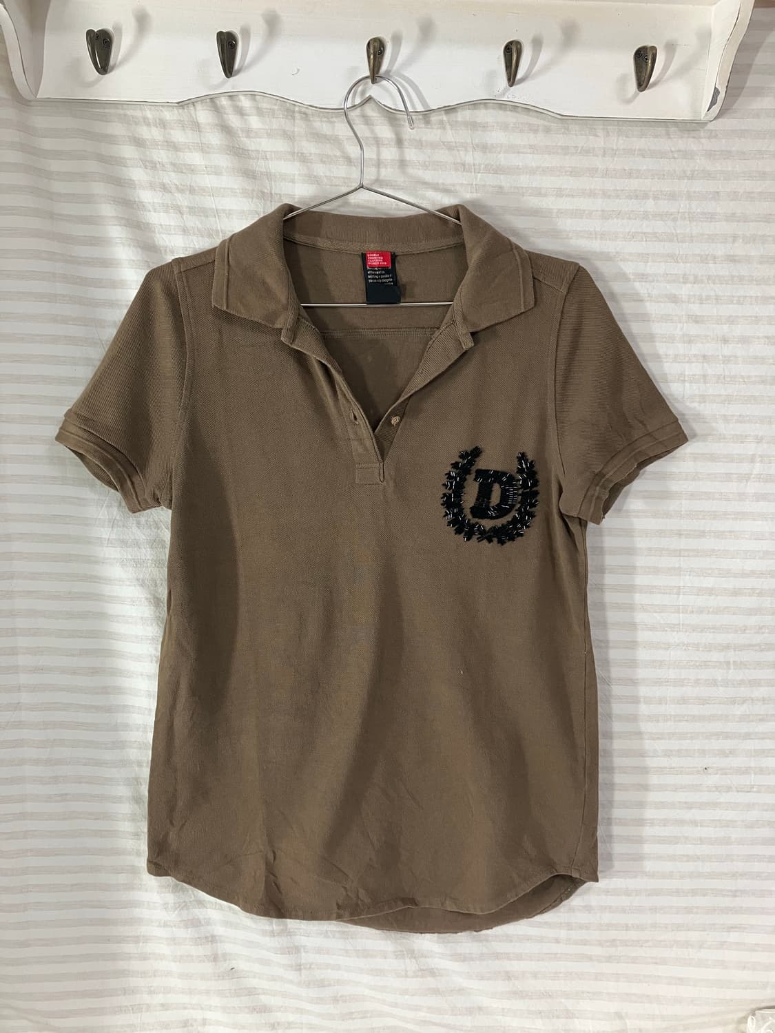 빈티지 브라운 카라 비지 반팔 1066 모리걸 y2k 스트릿 갸루 펑키  상품이미지1