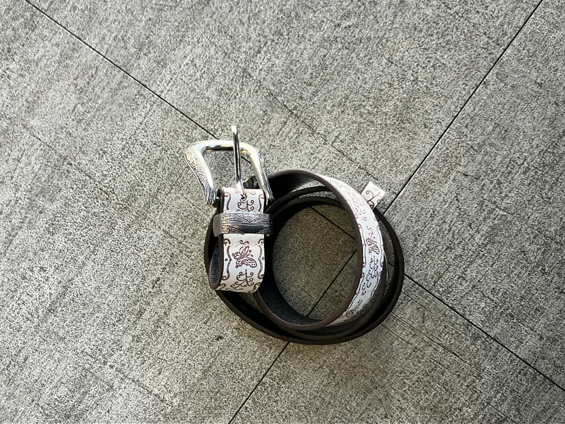 일본빈티지 보헤미안 에스닉벨트 화이트 상품이미지3