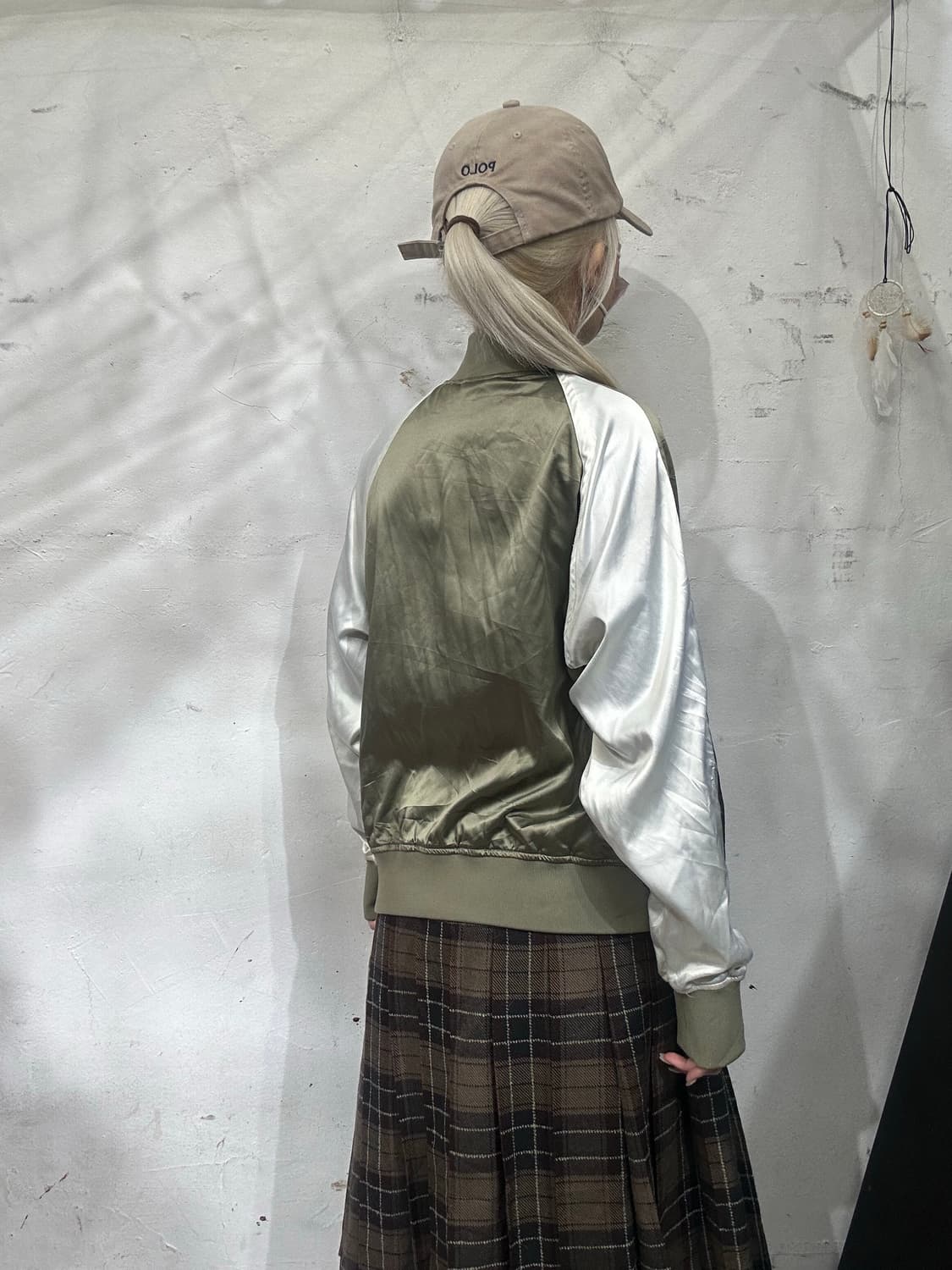 일본 빈티지 카키 화이트 스카잔 오버핏 자켓 XL 상품이미지3