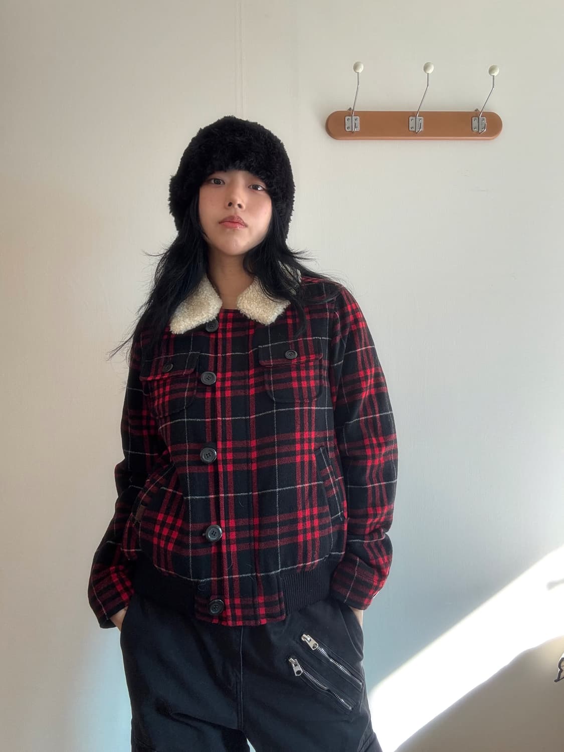 체크 무스탕 상품이미지3