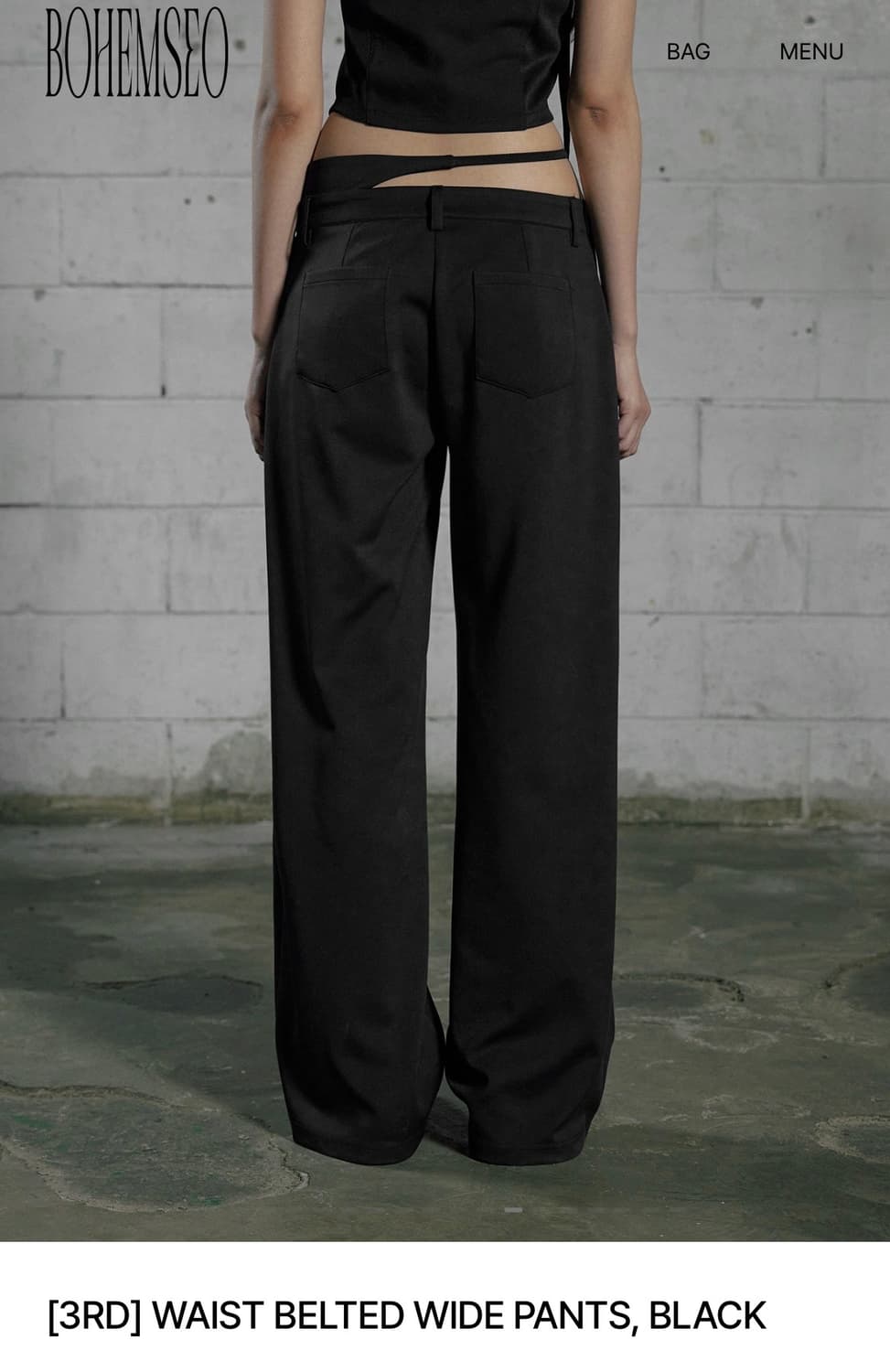 보헤미안 서울 WAIST BELTED WIDE PANTS, BLACK 상품이미지4