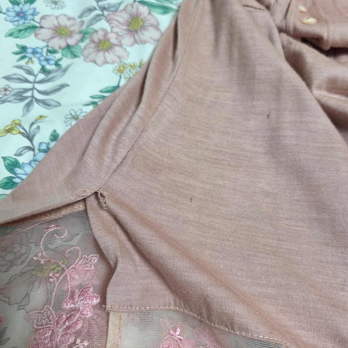 3000원 일본빈티지)핑크 히메갸루 레이스자수 로맨틱 페어리슬리브리스 상품이미지5