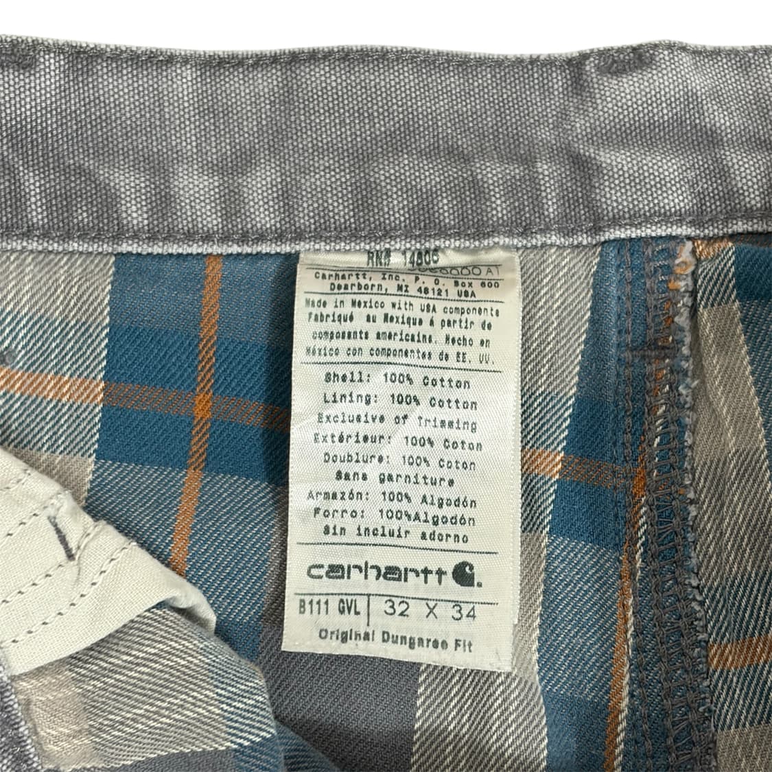 칼하트 b111 그레이 라이닝 카펜터 팬츠 32x34 상품이미지5