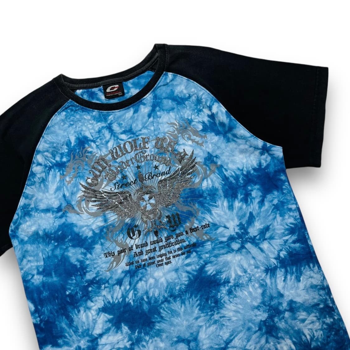 펑크 건 울프 트라이벌 블루 타이다이 반팔 티셔츠 상품이미지2