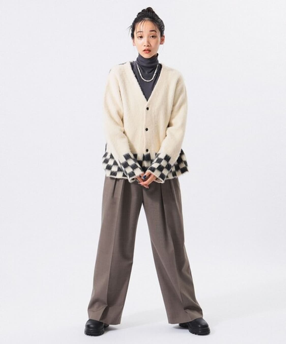 BEAMS BOY Checkered Cardigan 상품이미지5