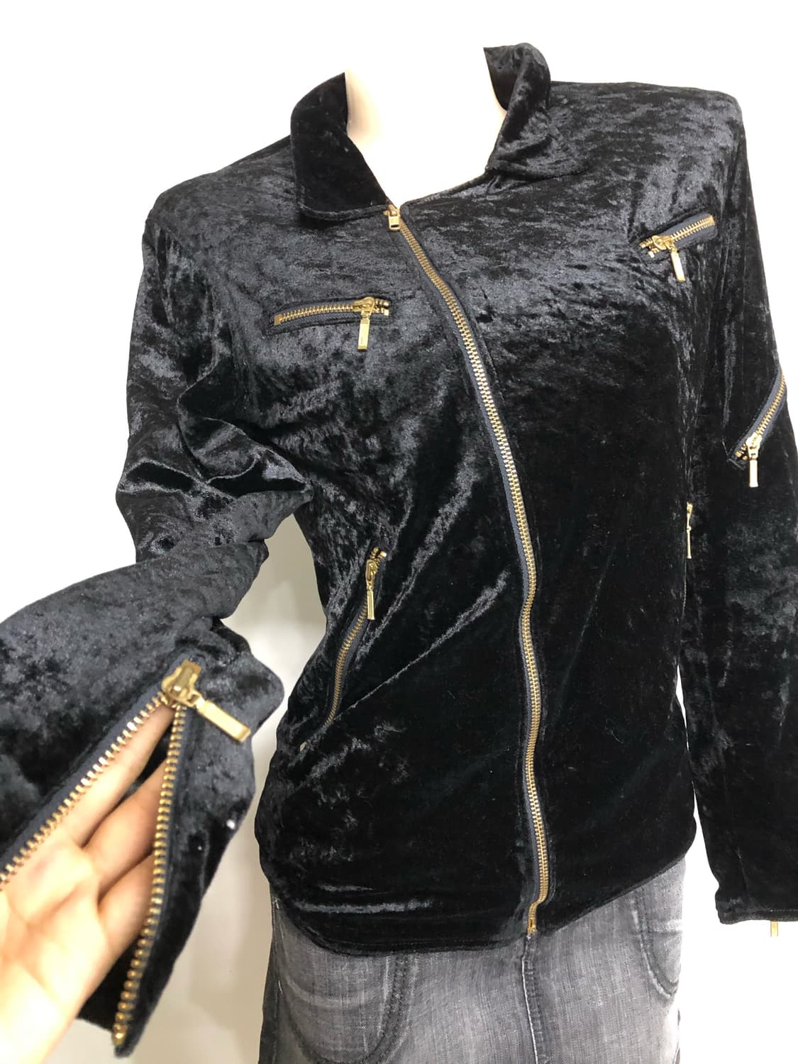  black velvet zip up jacket 상품이미지2