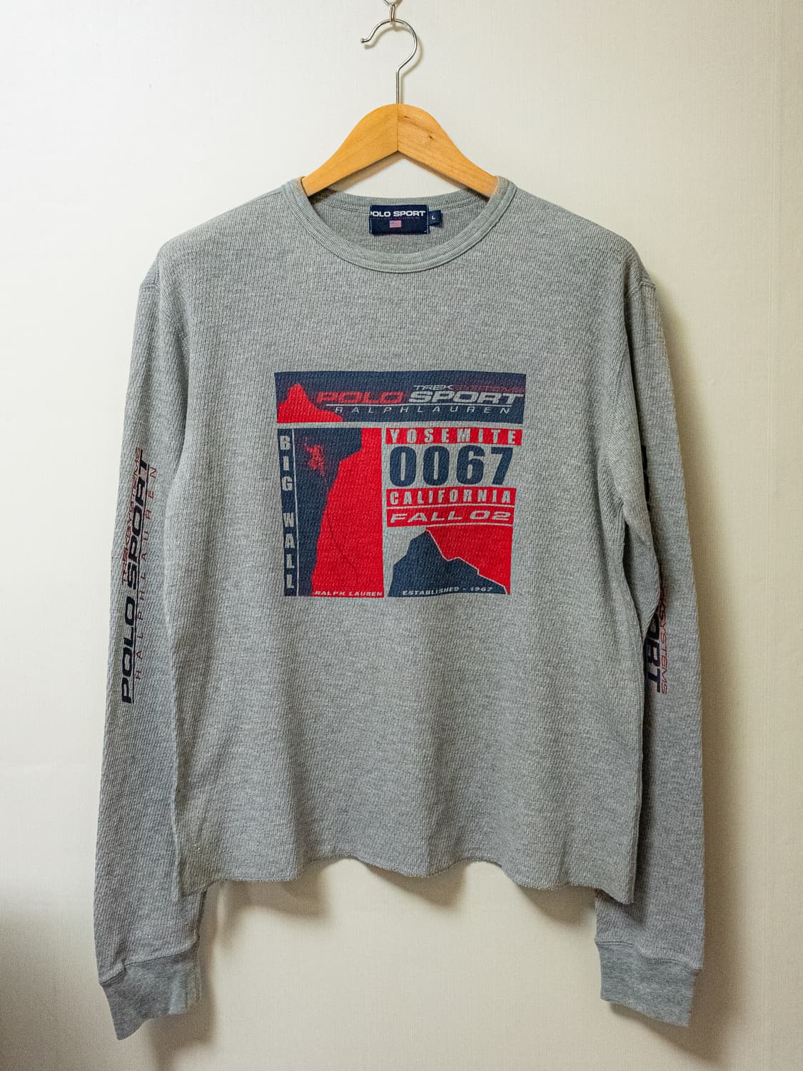 [폴로 스포츠 대방출] 90s 폴로스포츠 스펠아웃 와플 긴팔티 상품이미지1