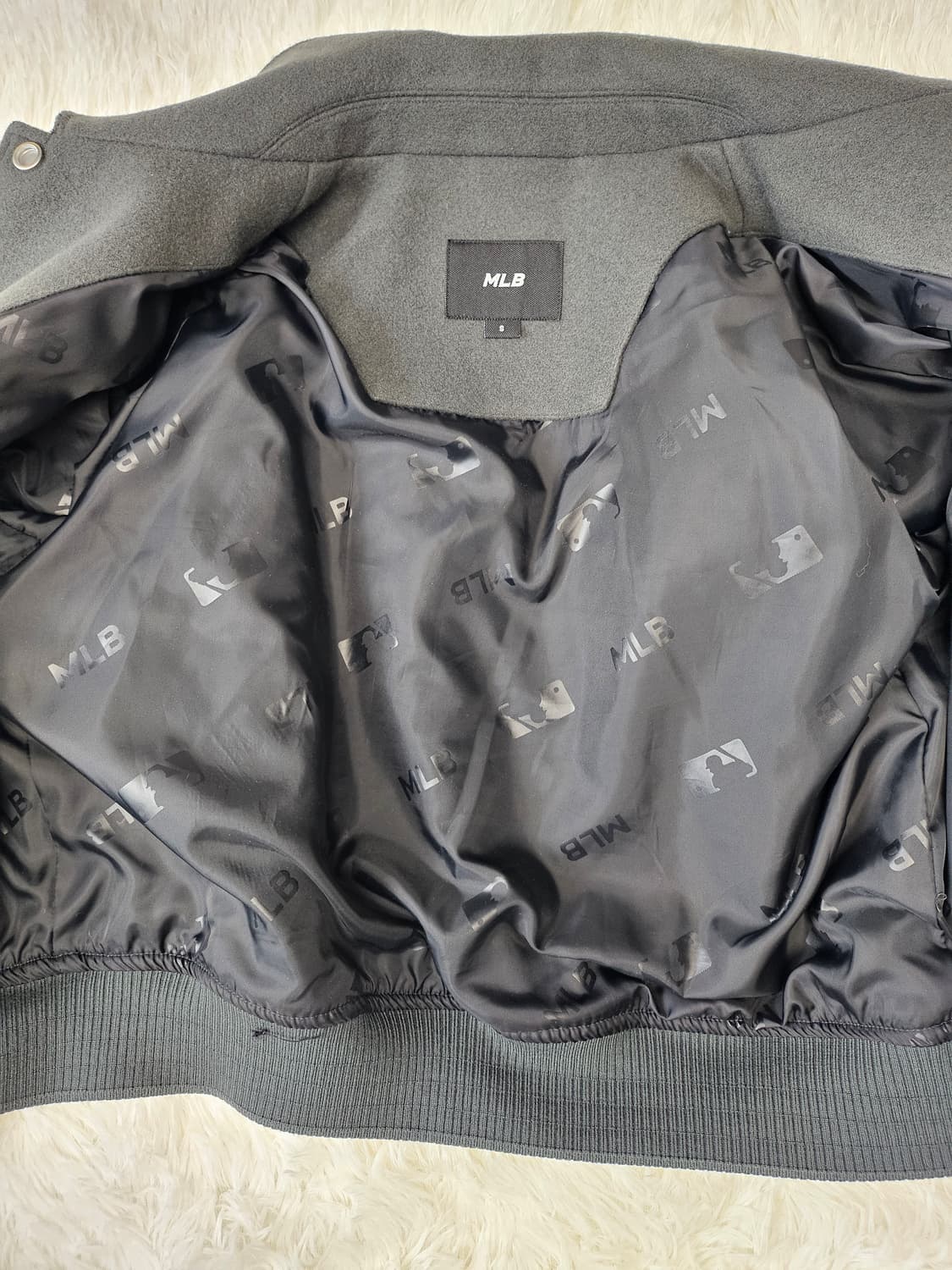 MLB 여성 울 카라 크롭 바시티자켓 NY 차콜그레이 s 상품이미지4