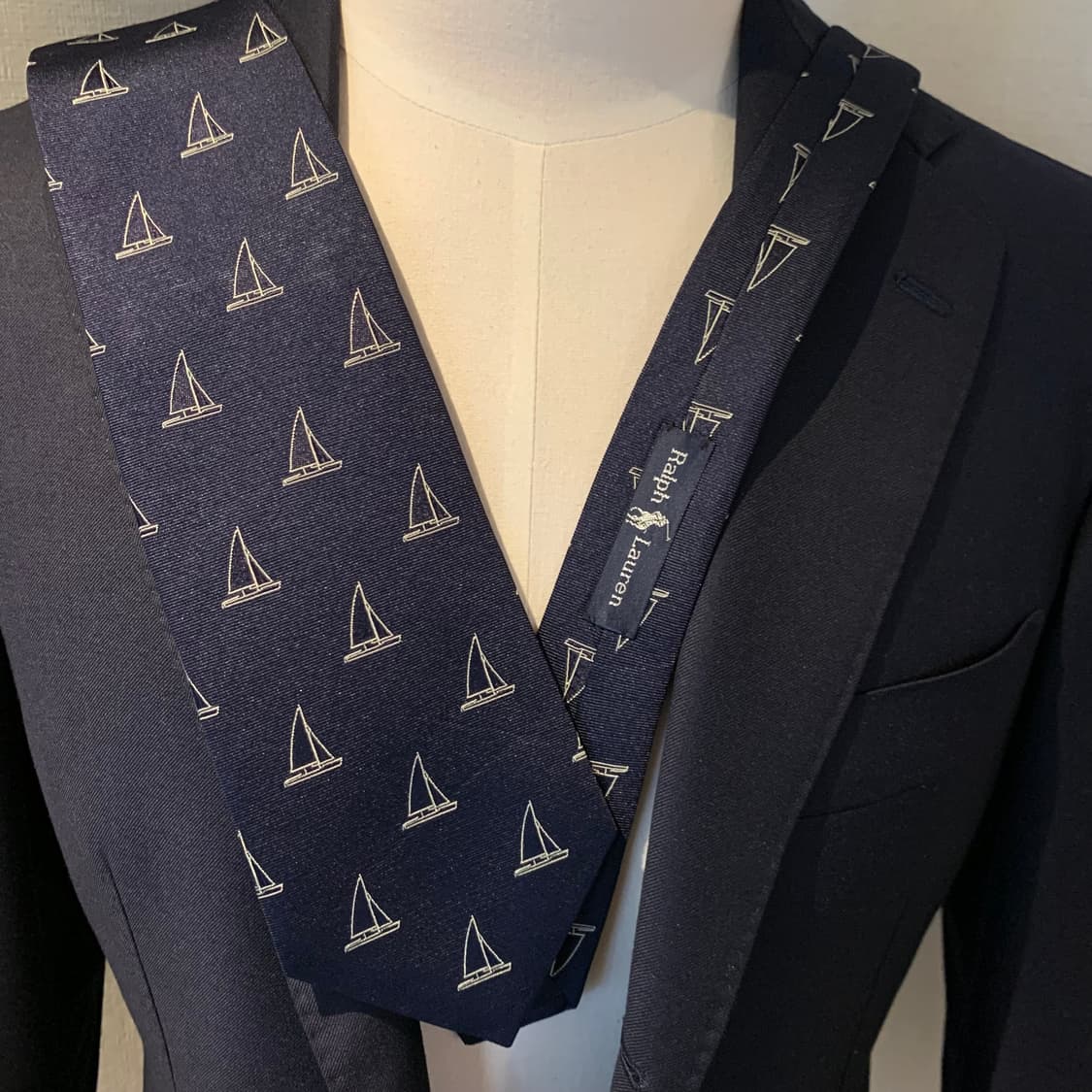 폴로 랄프로렌(POLO) 클래식 정장넥타이 네이비 최상급 9.2cm 상품이미지2