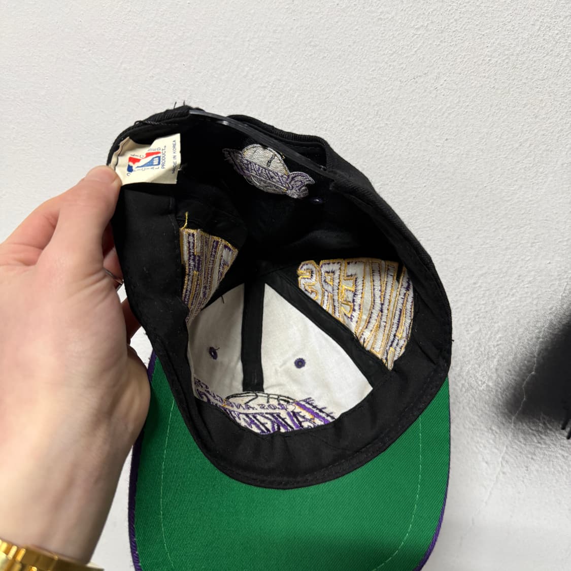 올드스쿨 NBA LA 레이커스 자수 패치 디테일 스냅 볼캡 상품이미지6