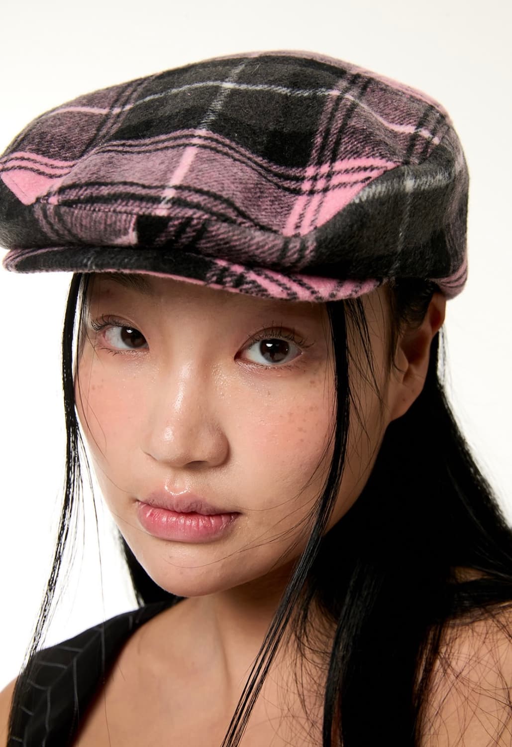 요노쎄 체크 헌팅캡 핑크 상품이미지1