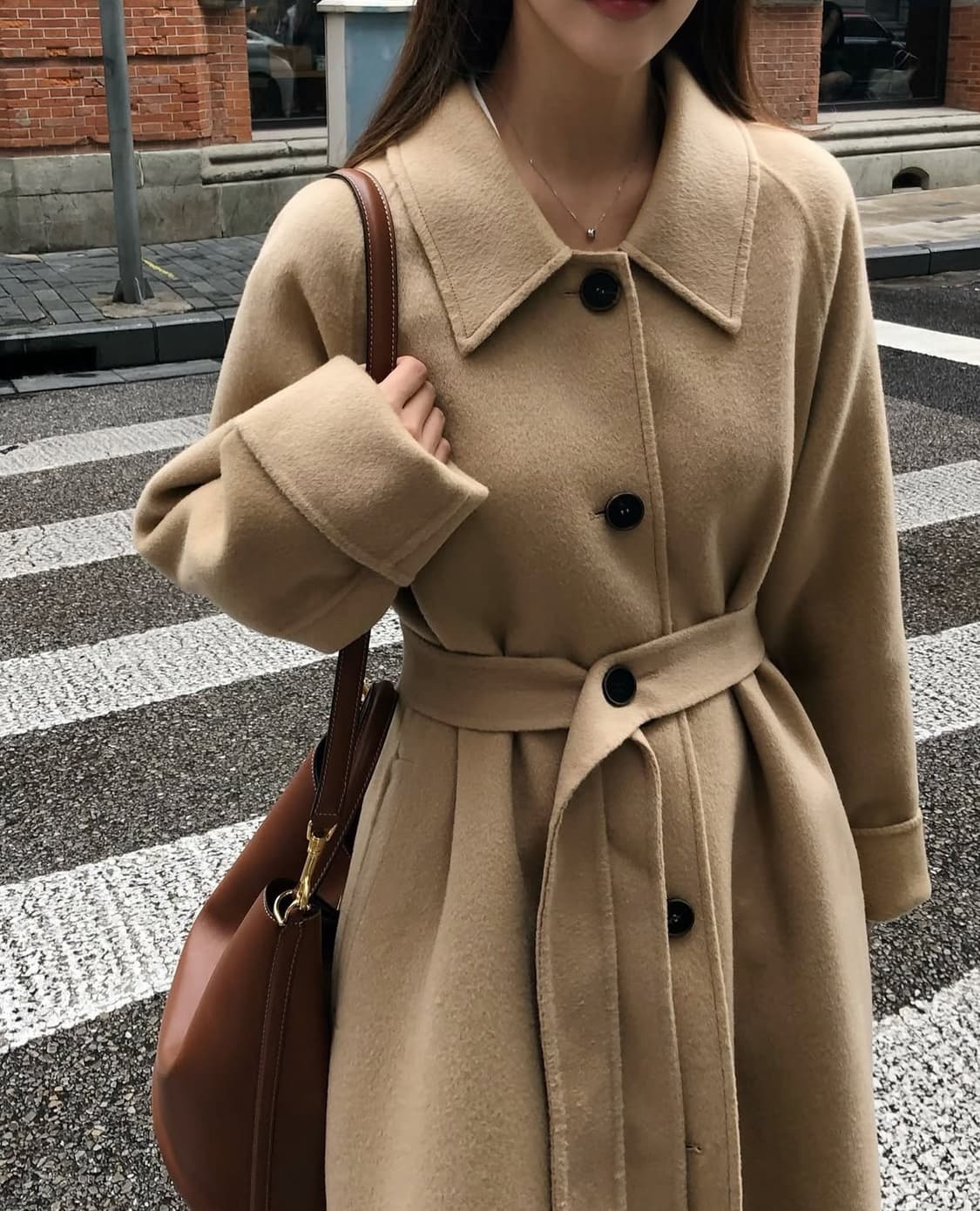 루흐 a17h 카멜베이지 벨티드 캐시미어 코트 상품이미지3