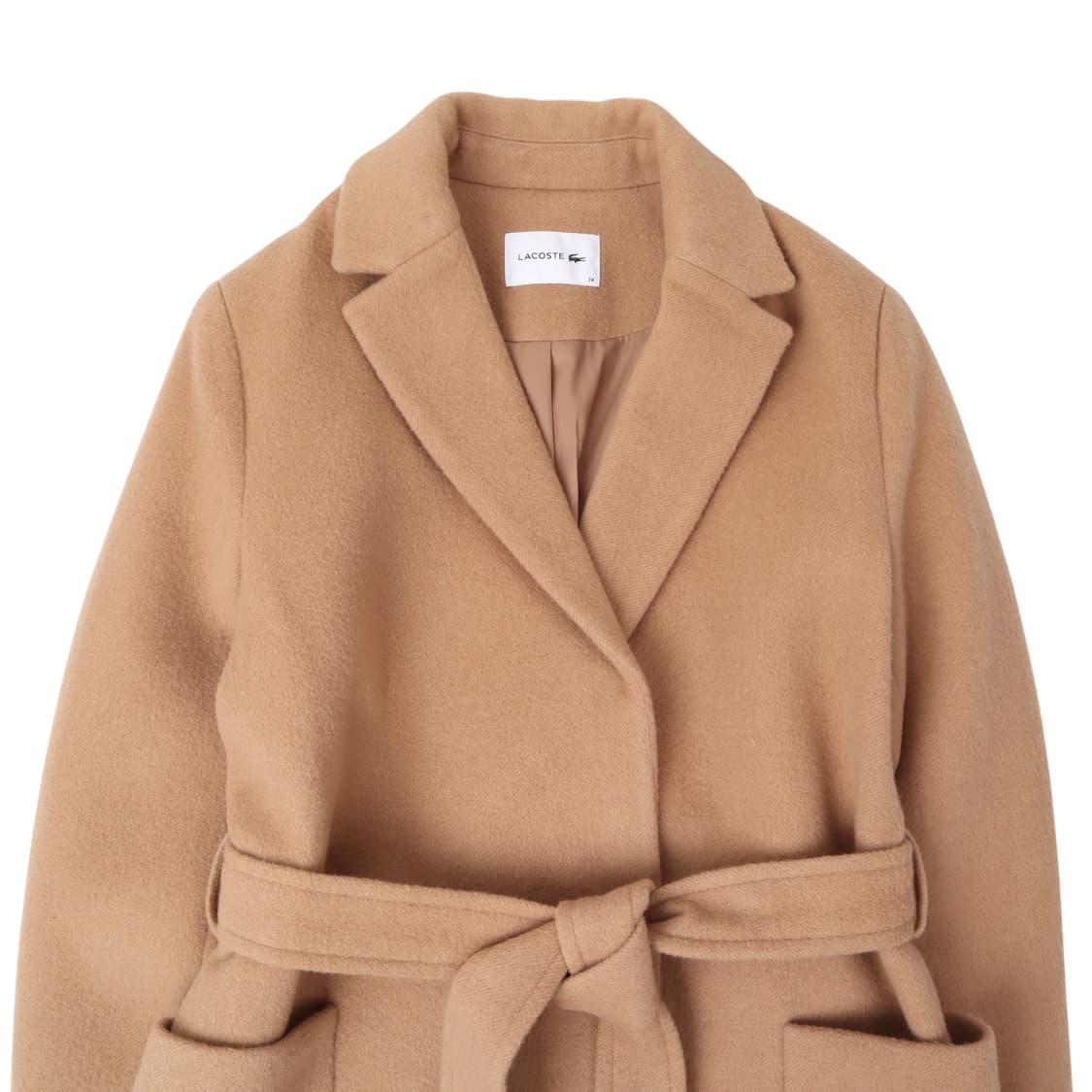 라코스테 우먼스 베이지 울 캐시미어 로브 코트 상품이미지2
