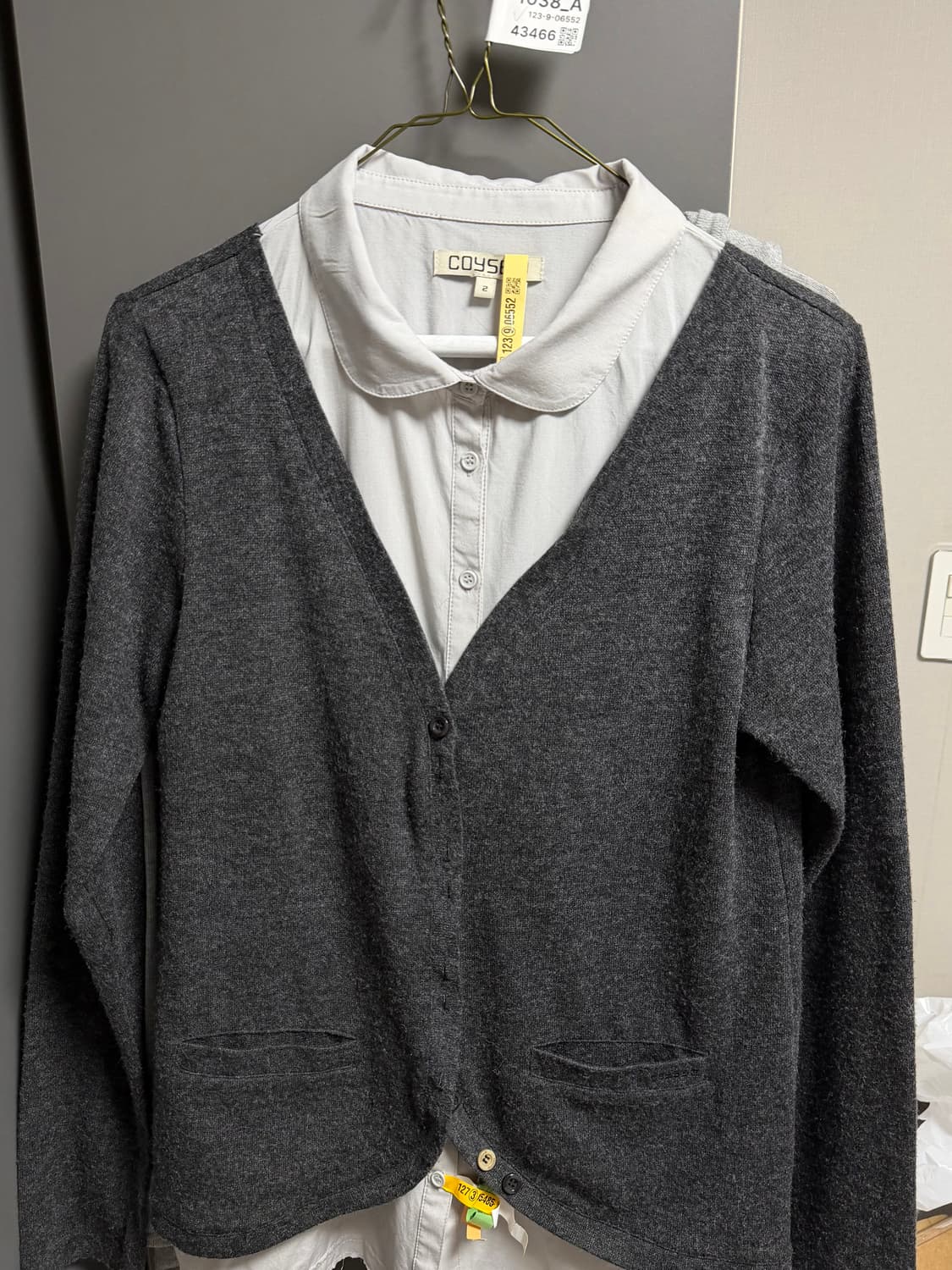 LAYERED SHIRT CARDIGAN DARK GREY 2 코이세이오 상품이미지2