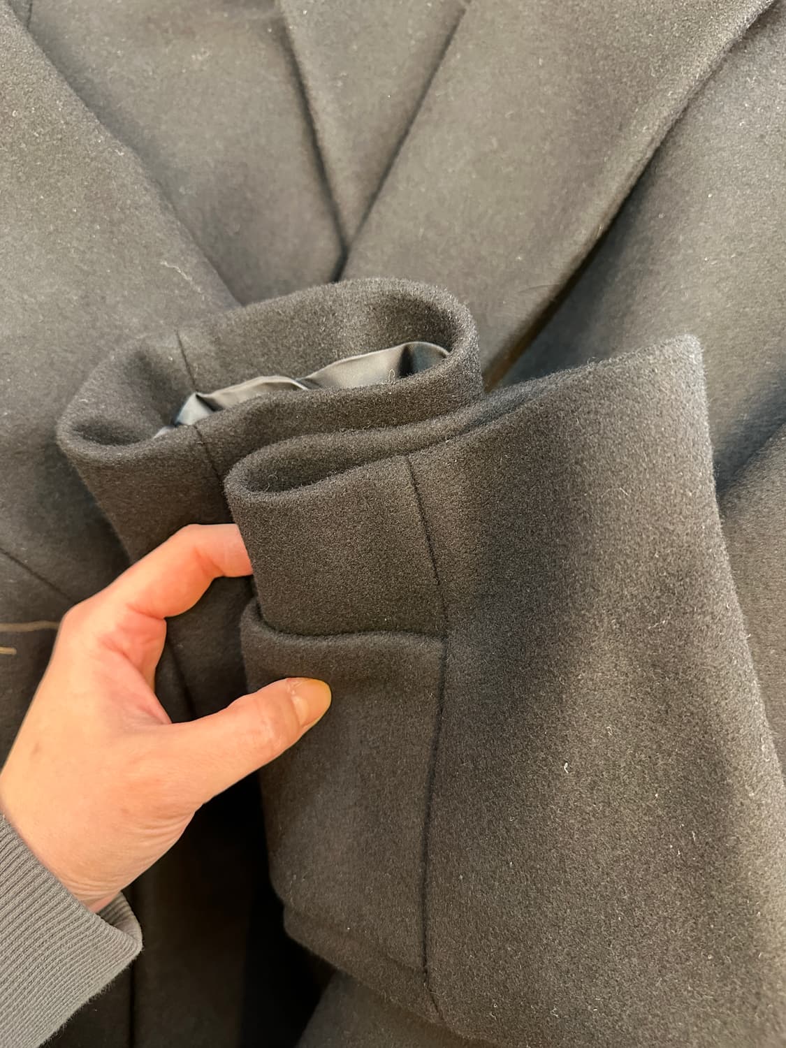 M) 벨리에 블랙 더블 코트 상품이미지4