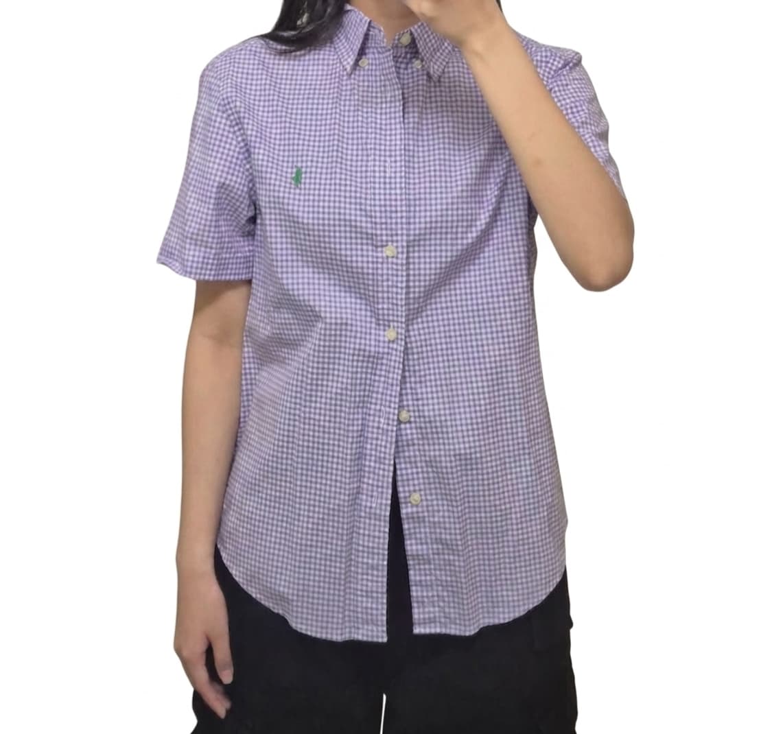 폴로 랄프로렌 반팔 체크 셔츠/퍼플 상품이미지1