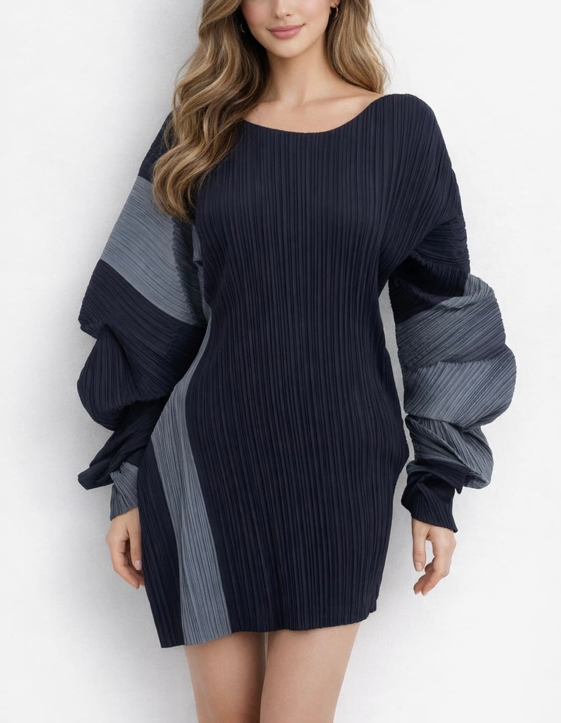 이세이미야케 1991 아카이브 플리츠 커브드 슬리브 튜닉 드레스 상품이미지2