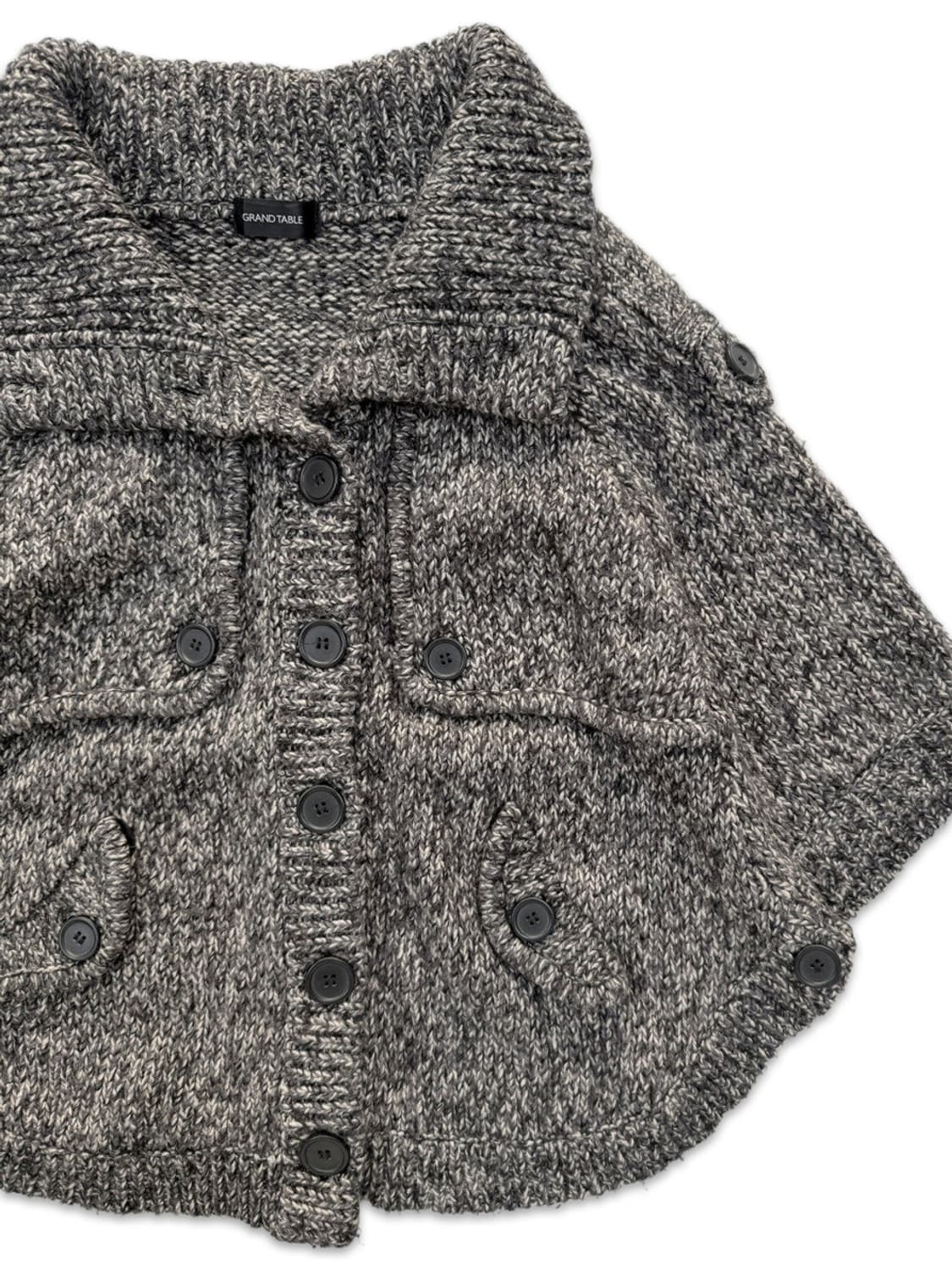 빈티지 GRAND TABLE 다크 그레이 니트 모리 싱글 케이프 상품이미지2