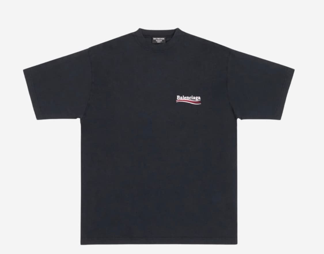 백화점판 새상품급 발렌시아가 웨이브로고 자수 폴 리티컬 반팔 xl 상품이미지8