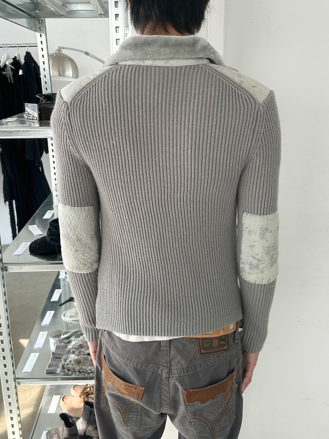 아르마니 익스체인지 퍼 스웨이드 니트 집업 상품이미지3