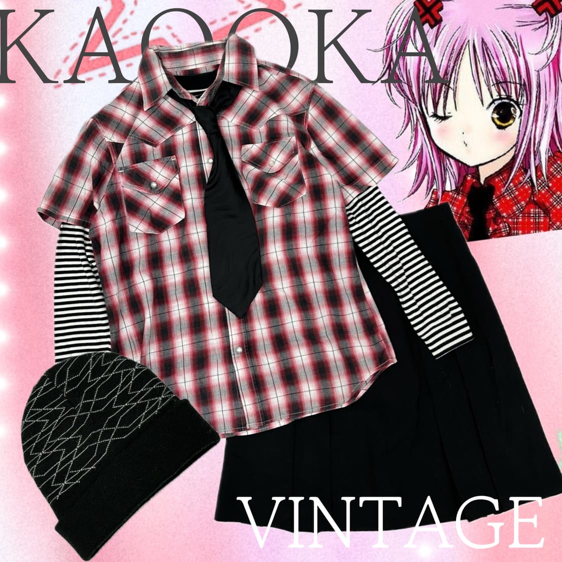 ♥️캐캐체 아무깔 체크 넥타이 코디세트♥️ 스커트 레이어드 펑크 빈티지 상품이미지1