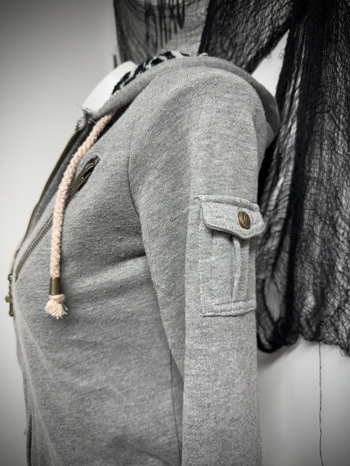 Cecil mcbee zebra pattern fur hood zipup 상품이미지3