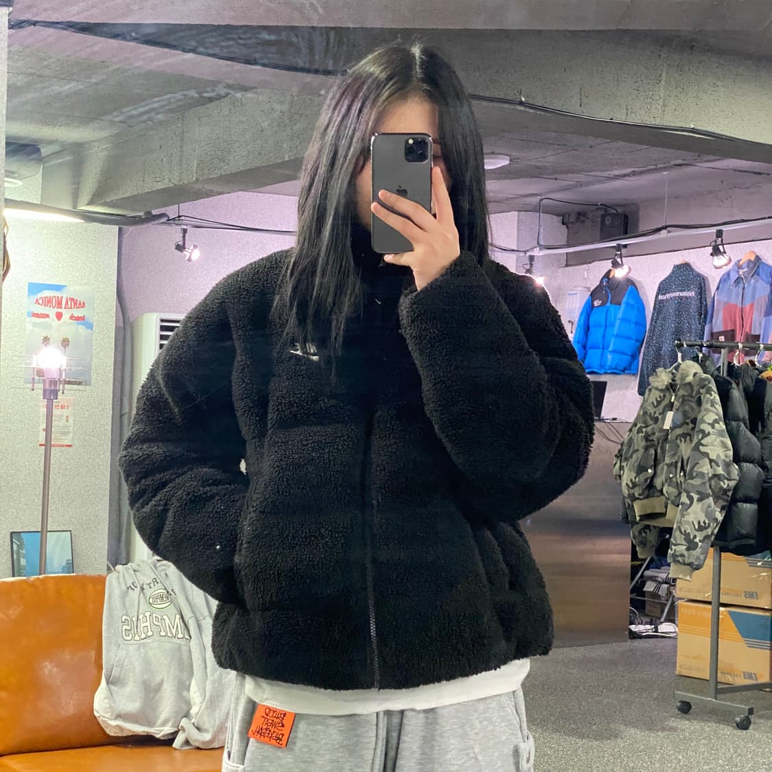 나이키 우먼스 쉐르파 뽀글이 블랙 패딩 자켓 B3605  상품이미지1