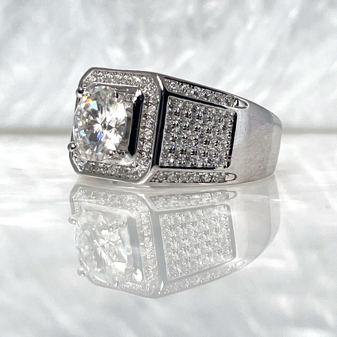 *새상품* 모이사나이트 남성용 파베 은반지 상품이미지2