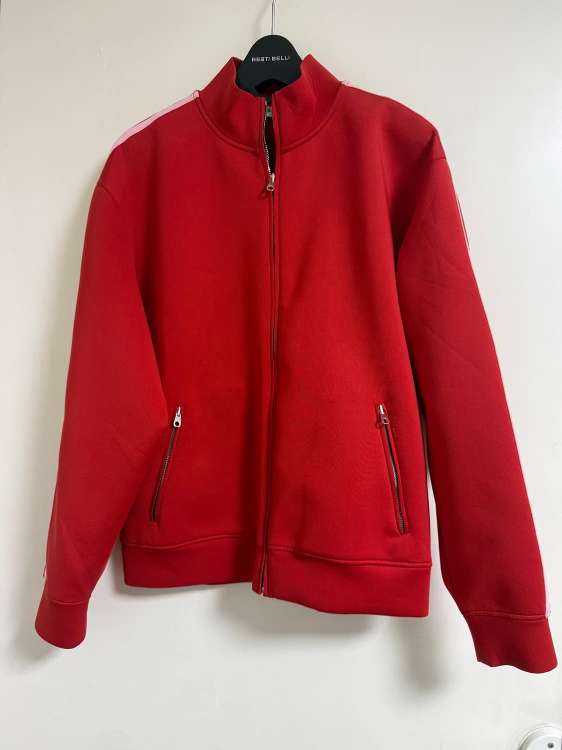 Sandro Racer Stripe Crepe Jacket In Red산 상품이미지2