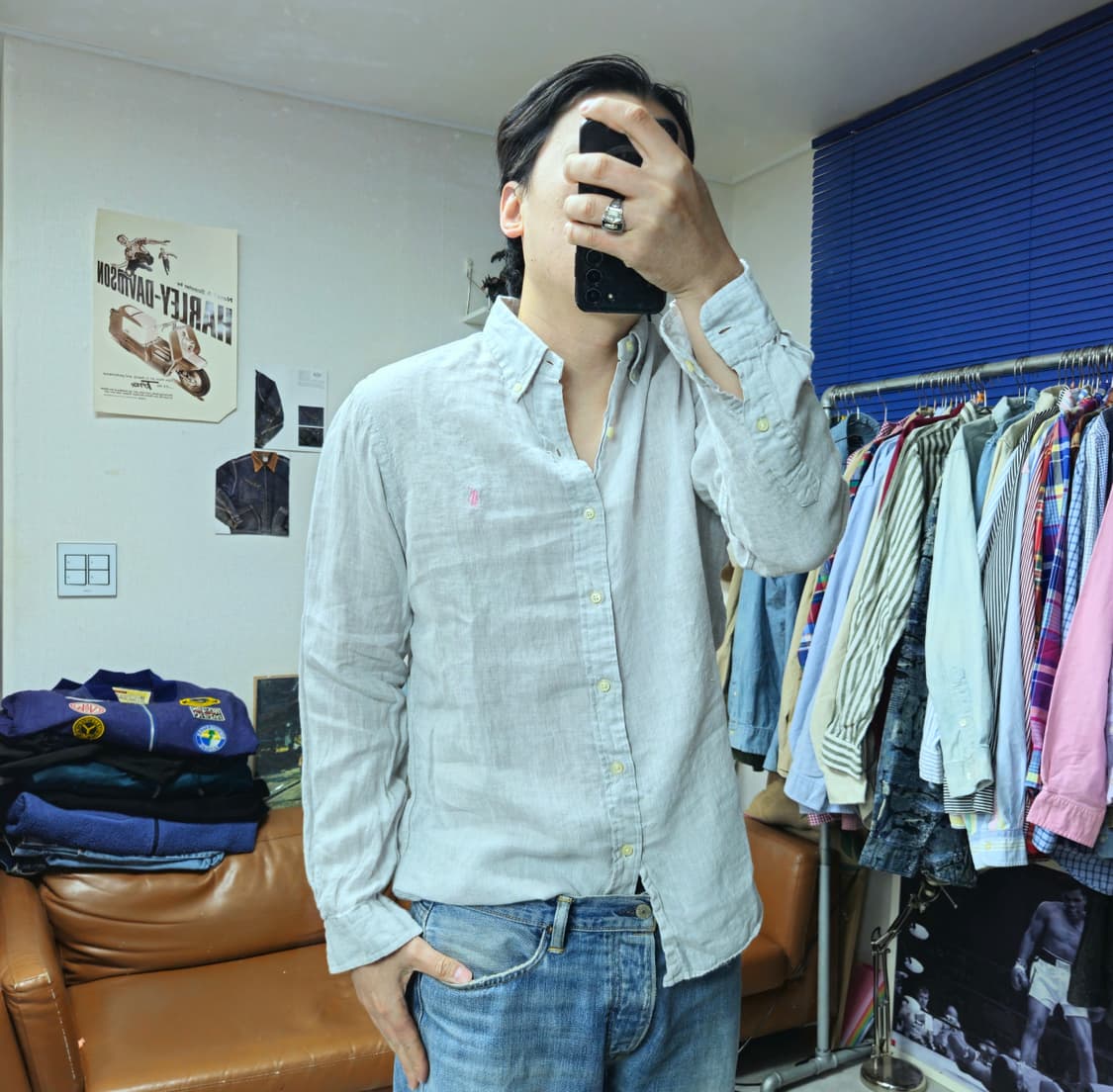 폴로랄프로렌 최신형 큐알라벨 린넨 셔츠 M 상품이미지2