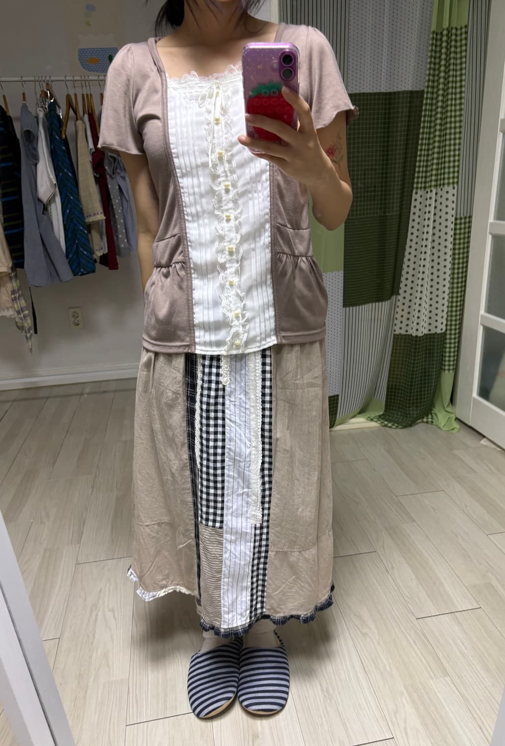 베이지 패치 프릴 스커트 상품이미지8