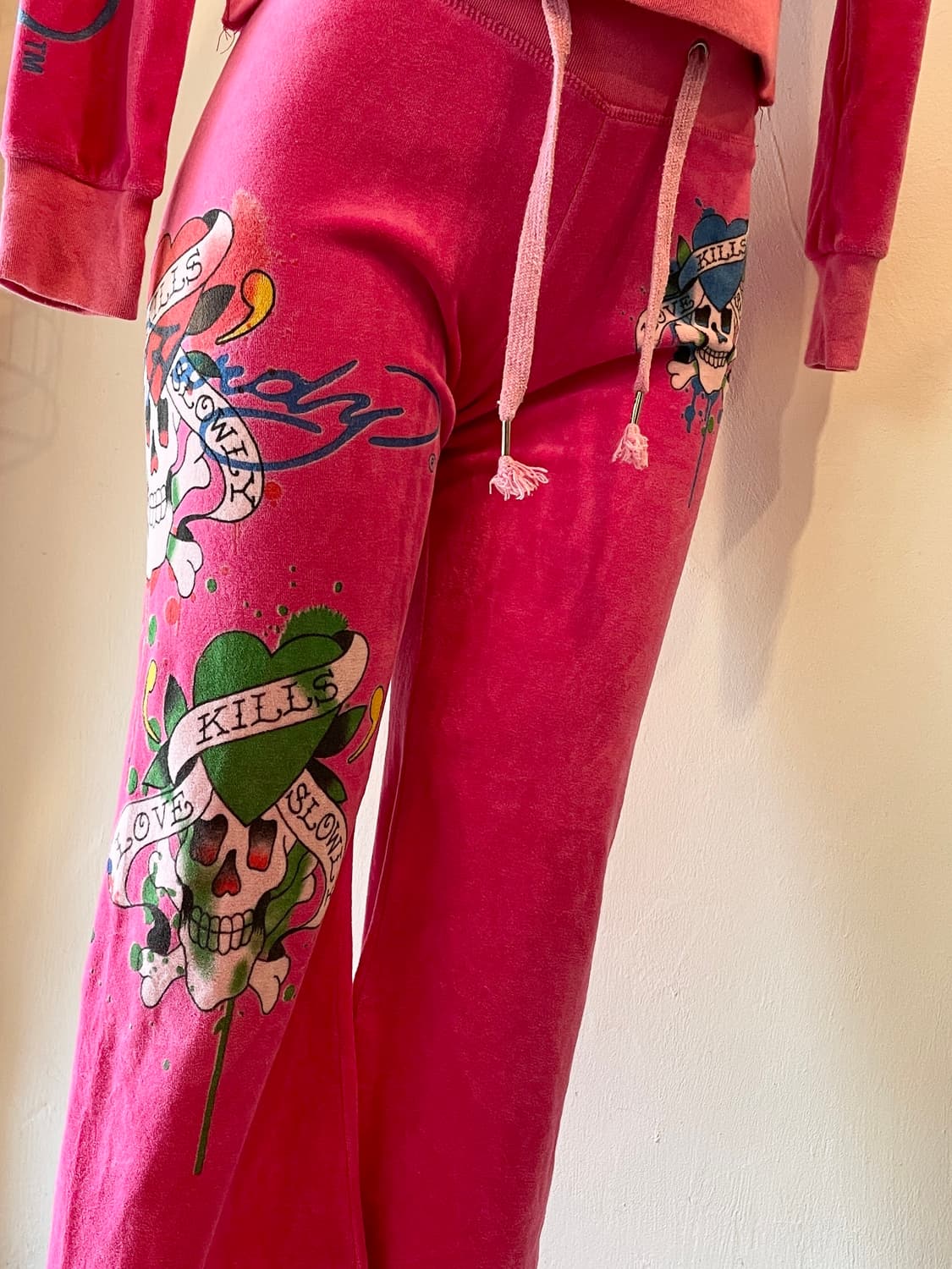 ed hardy 에드하디 스컬 큐빅 벨벳 핫핑크 셋업 상품이미지6