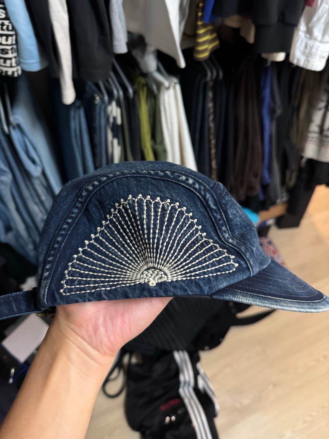 캐피탈 10온즈 IDG 후로시키 자수 데님 캠프 캡 인디고 상품이미지5