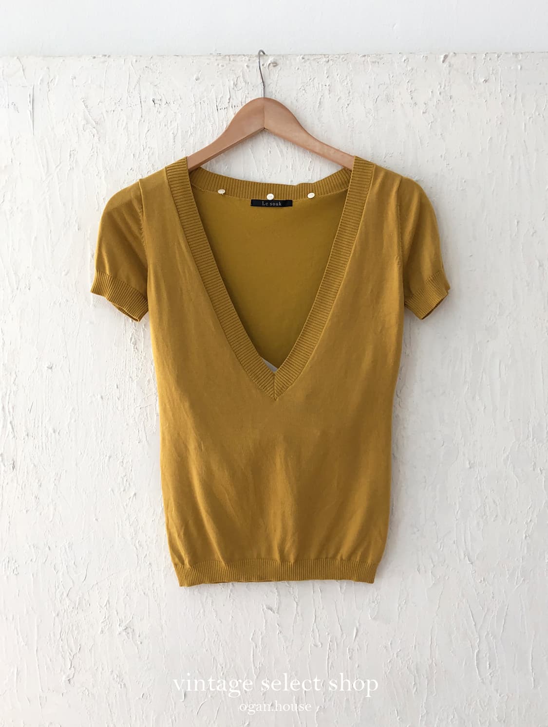 vintage mustard deep v 2-way top 상품이미지3