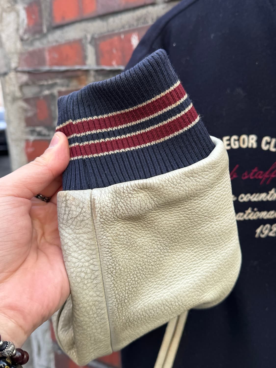 90s 맥그리거 패치 울 레더 바시티자켓  상품이미지7