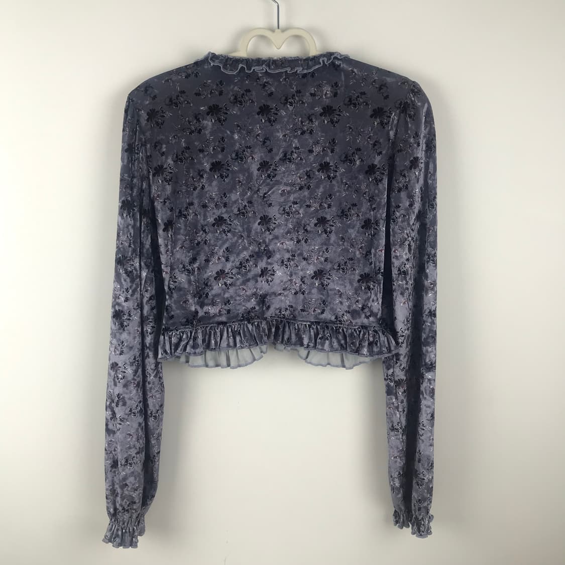 라벤더 플로럴 벨벳 셋업 크롭블라우스 보라색스커트세트 빈티지모리걸원피스 상품이미지9