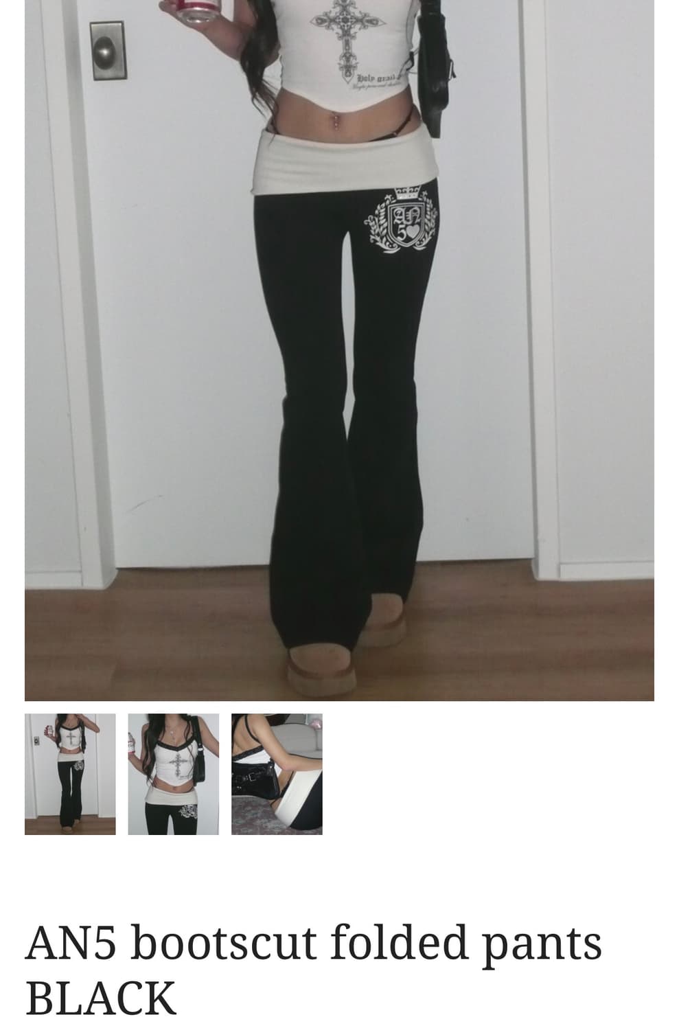 (구매) 엔젤넘버555 부츠컷 폴디드 팬츠 블랙 구매 상품이미지1