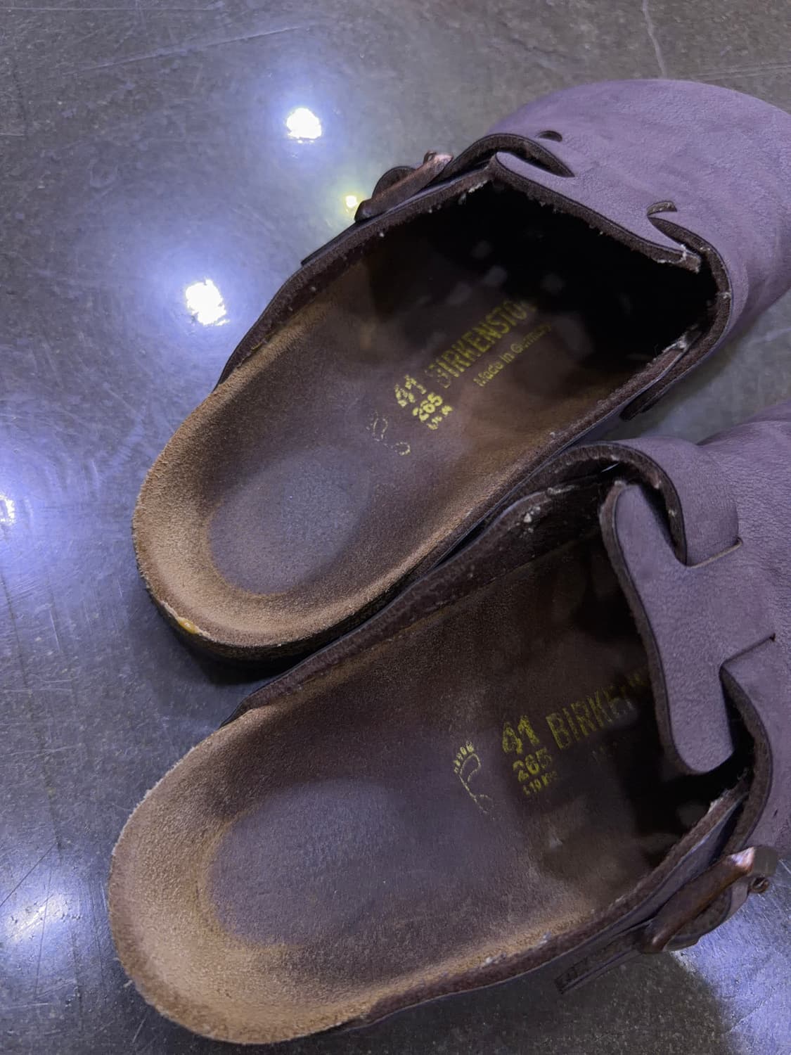 버켄스탁 보스턴 레더 샌들 슬리퍼 슈즈 퍼플 브라운 265 상품이미지8