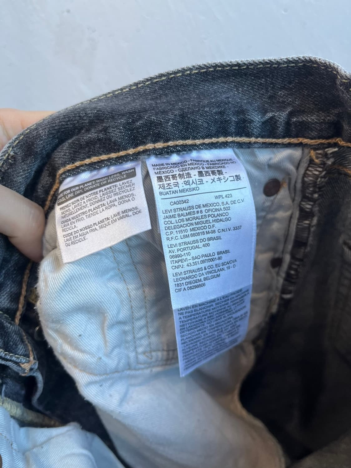 리바이스501CT 디스 워싱 블랙 데님팬츠 MADE IN MEXICO 상품이미지9