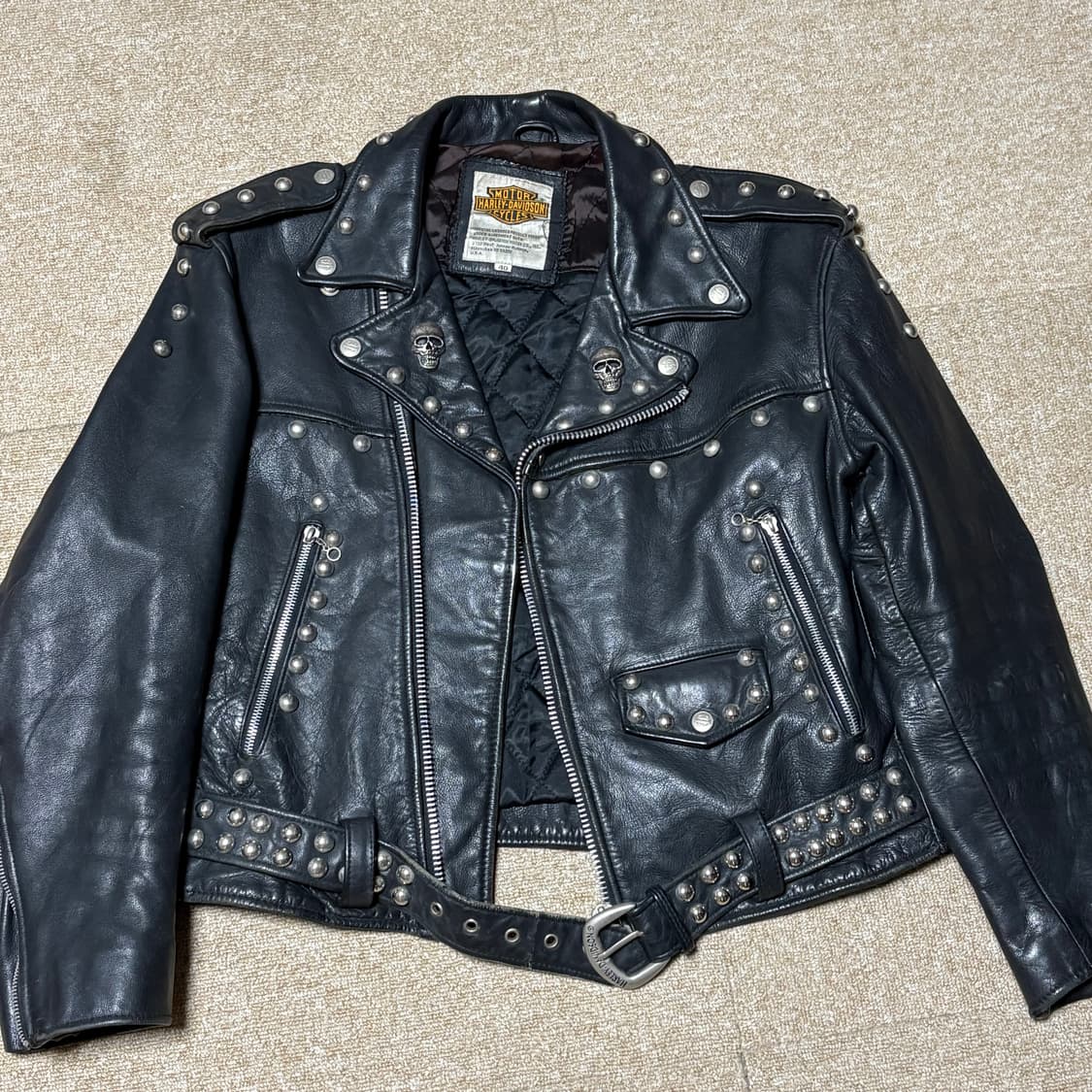 할리데이비슨 스터드 스컬 라이더 레더자켓 40 상품이미지2