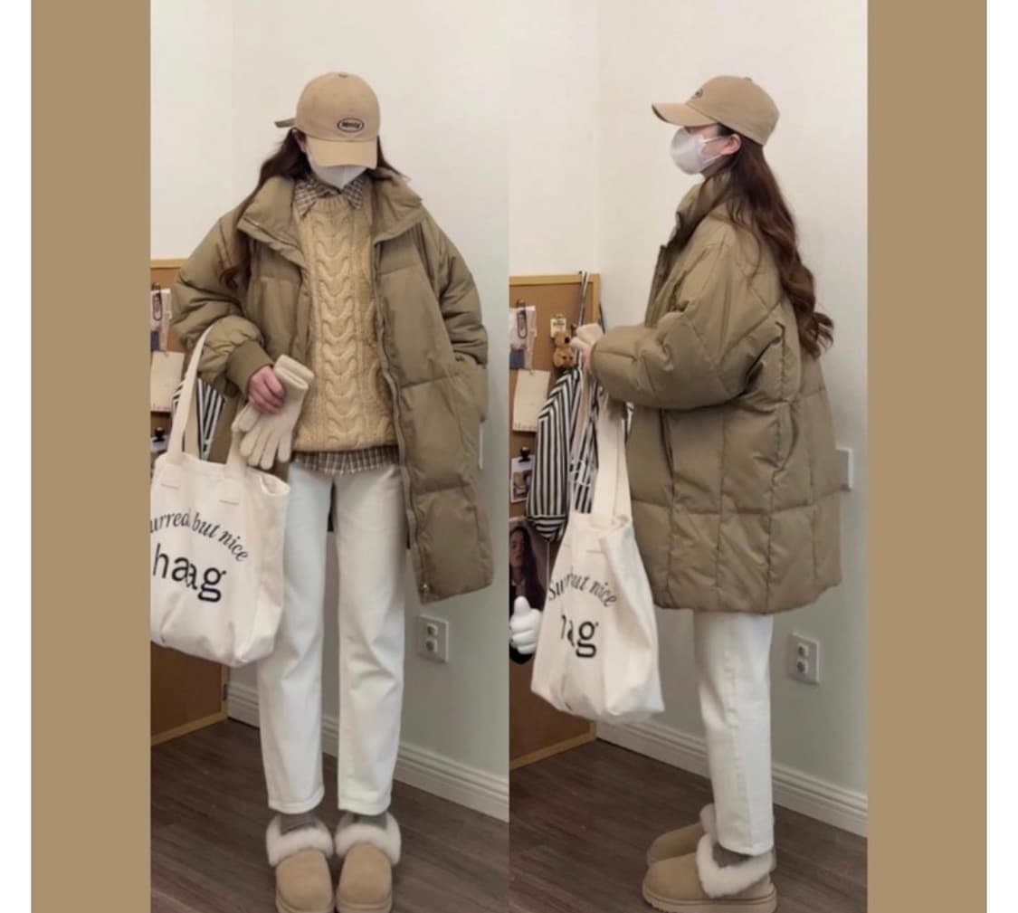 새옷 오버핏 박시핏 롱 야상형 패딩 프리사이즈sm 상품이미지8