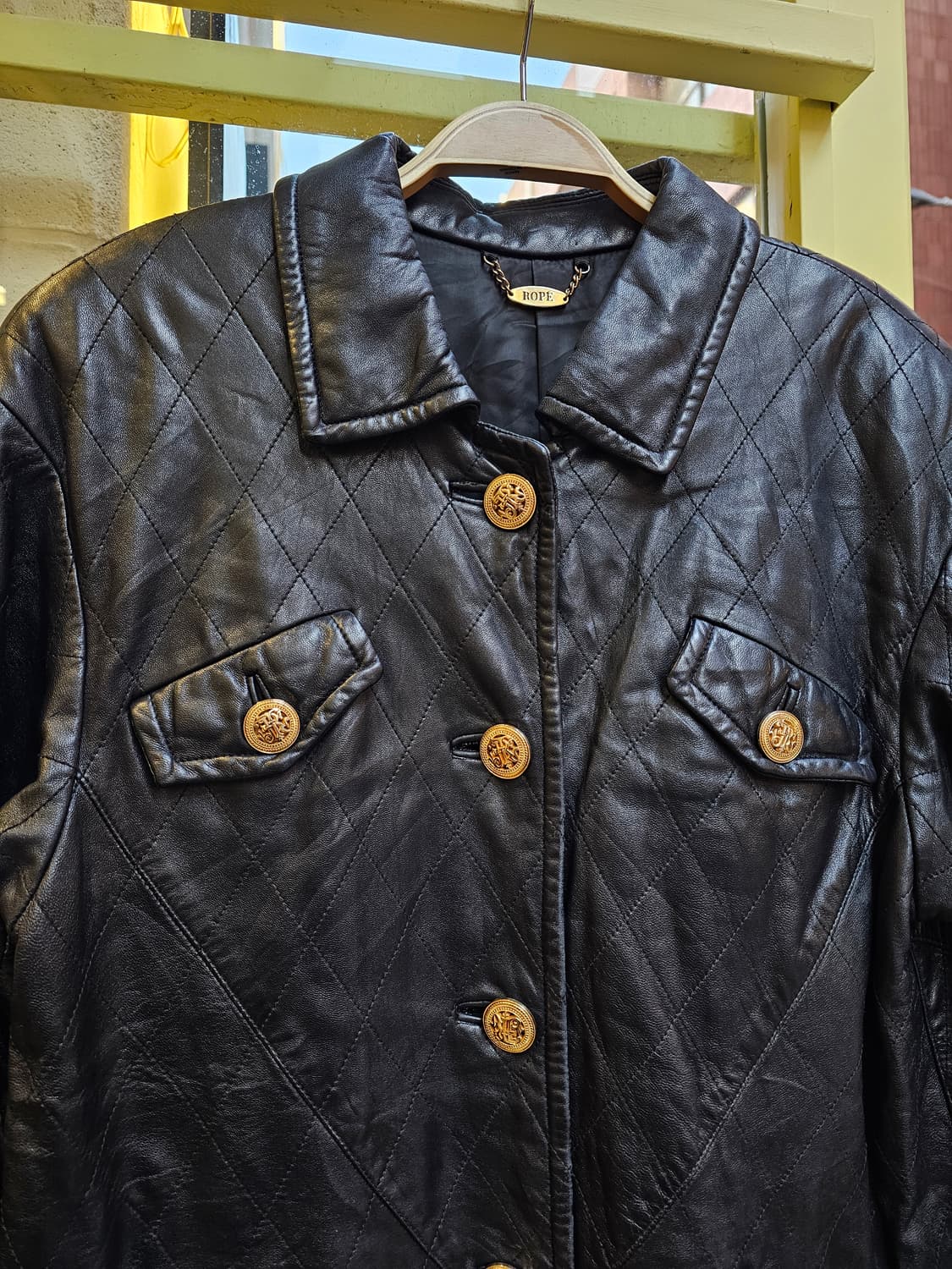 Rope 샤st 금장 아가일 램스킨 자켓 상품이미지4