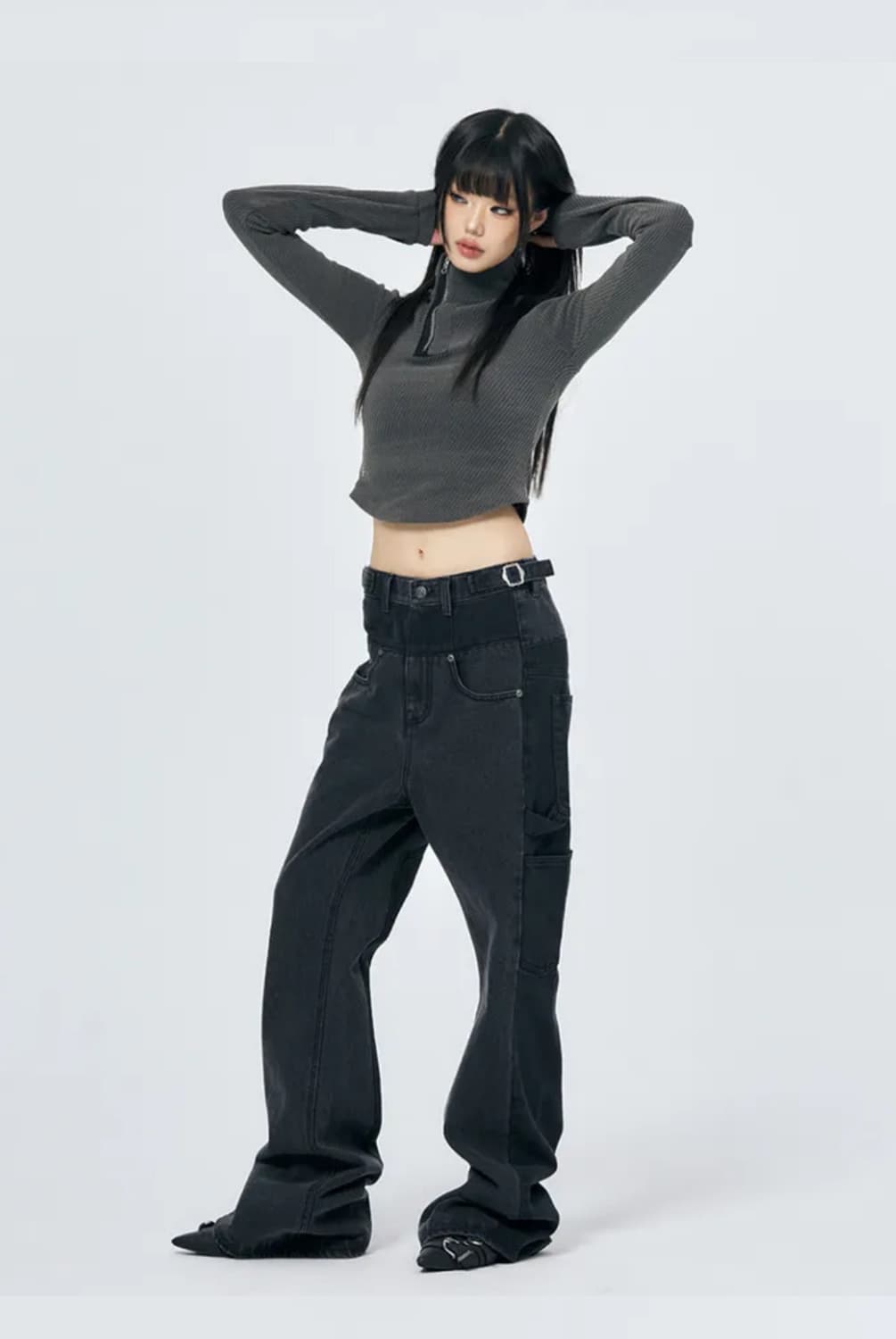 스키즘인듀싱 FR BOOT CUT JEANS BLACK 데님 상품이미지3